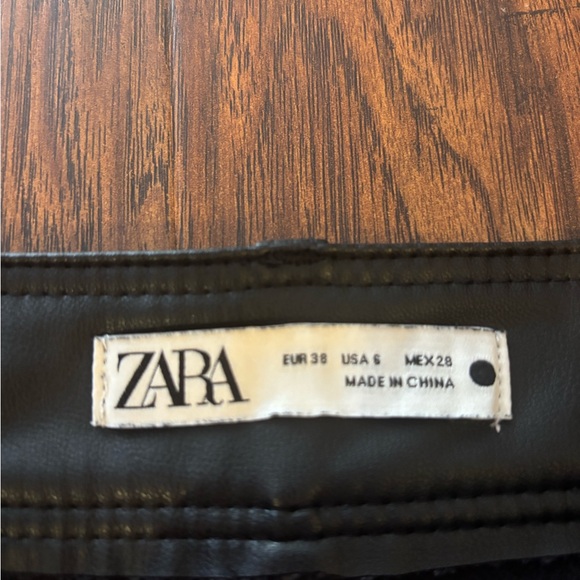 ZARA Faux Leather Marine Straight Pants Black Size 6 - Picture 5 of 5